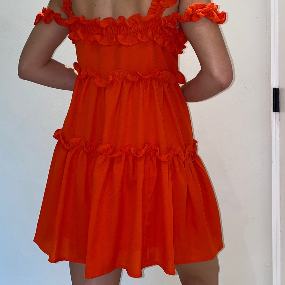 Orange Ruffle Dress - Picture 2 of 3